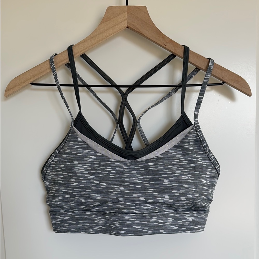 Zyia Women's Sport Bra Gray Criss-Cross Strap Bra